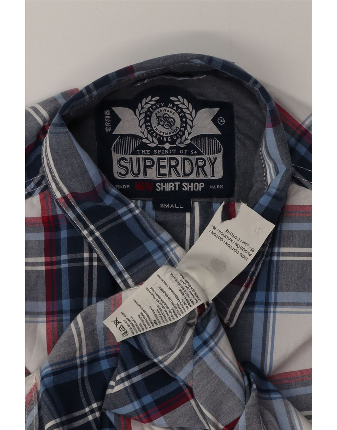 Cămașă pentru bărbați SUPERDRY, bumbac carouri, albastru bleumarin