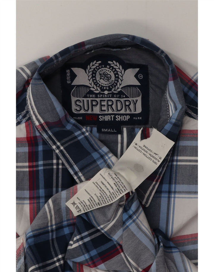 Cămașă pentru bărbați SUPERDRY, bumbac carouri, albastru bleumarin