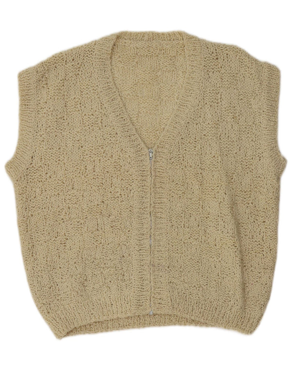 Pulover cardigan supradimensionat fără mâneci pentru femei Vintage UK 18 XL alb