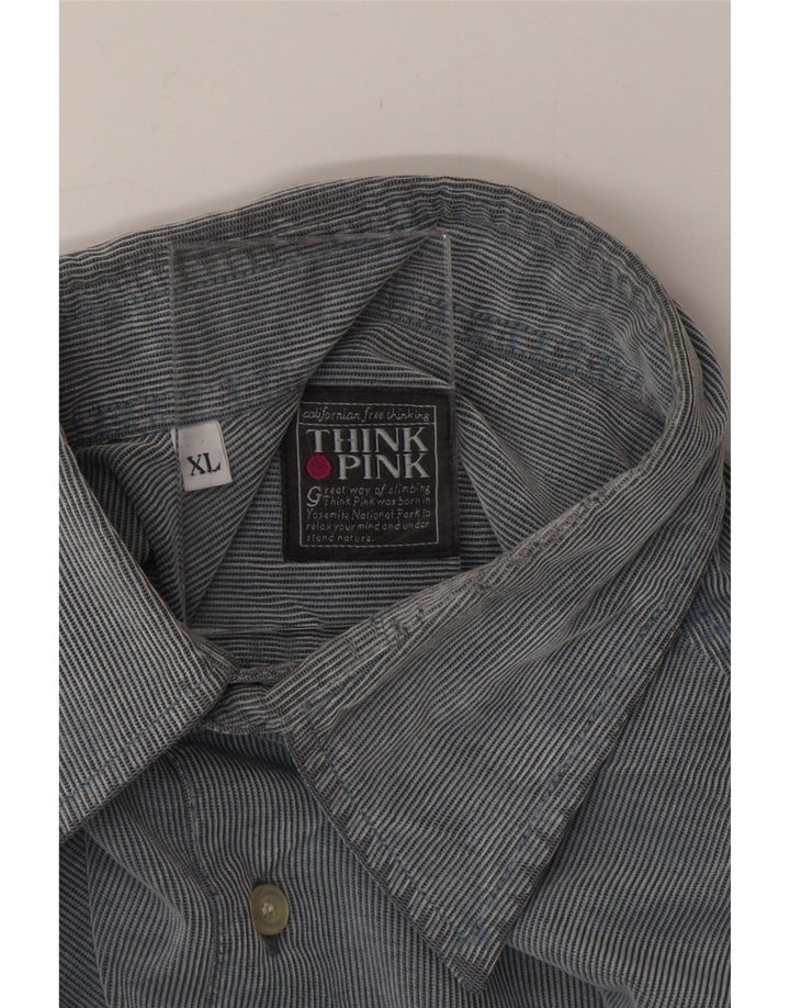 Cămașă pentru bărbați THINK PINK XL Blue Pinstripe Bumbac