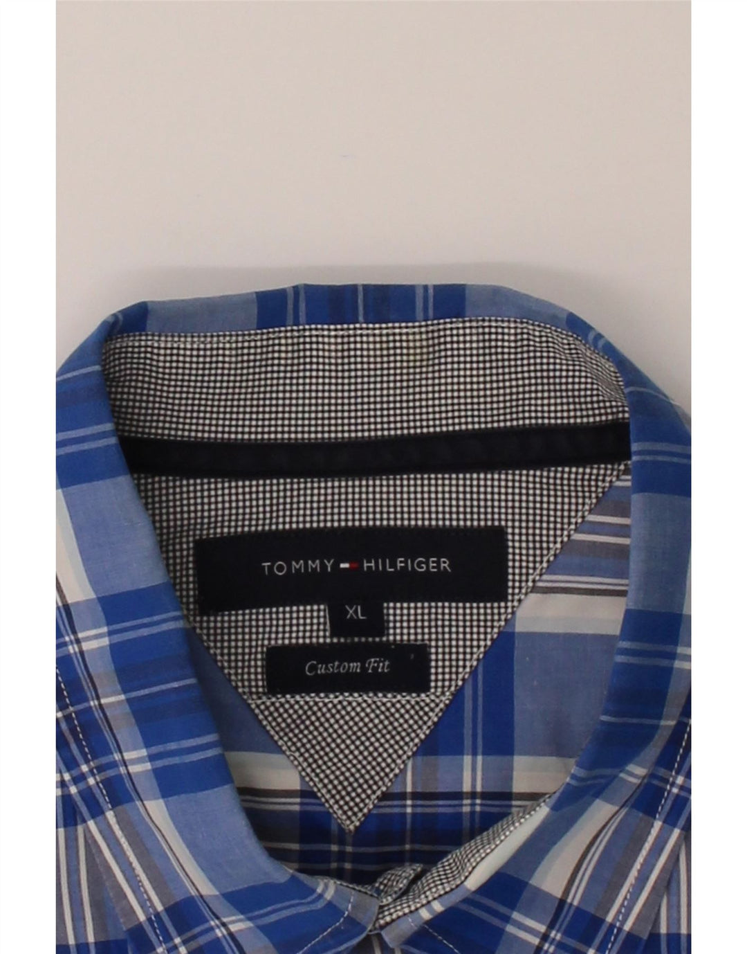TOMMY HILFIGER Mens Custom Fit Shirt XL Blue Check Cotton Vintage Tommy Hilfiger and Second-Hand Tommy Hilfiger from Messina Hembry 