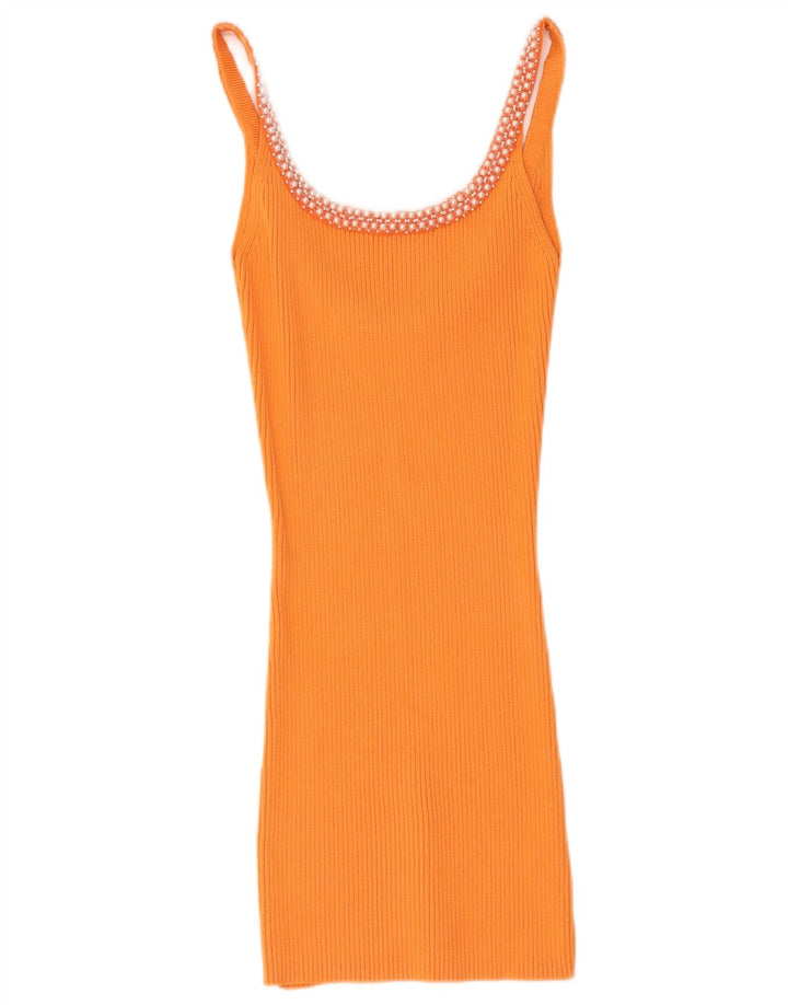 Top cami slim pentru femei Zara UK 14, viscoză portocalie medie