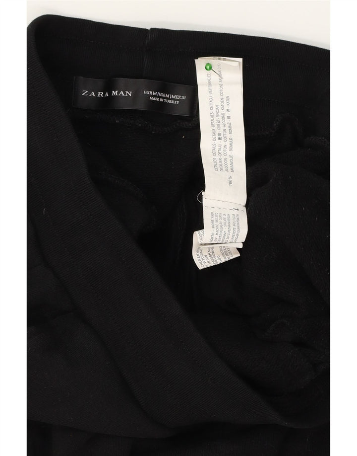 Pantaloni de trening pentru bărbați Zara, bumbac mediu negru