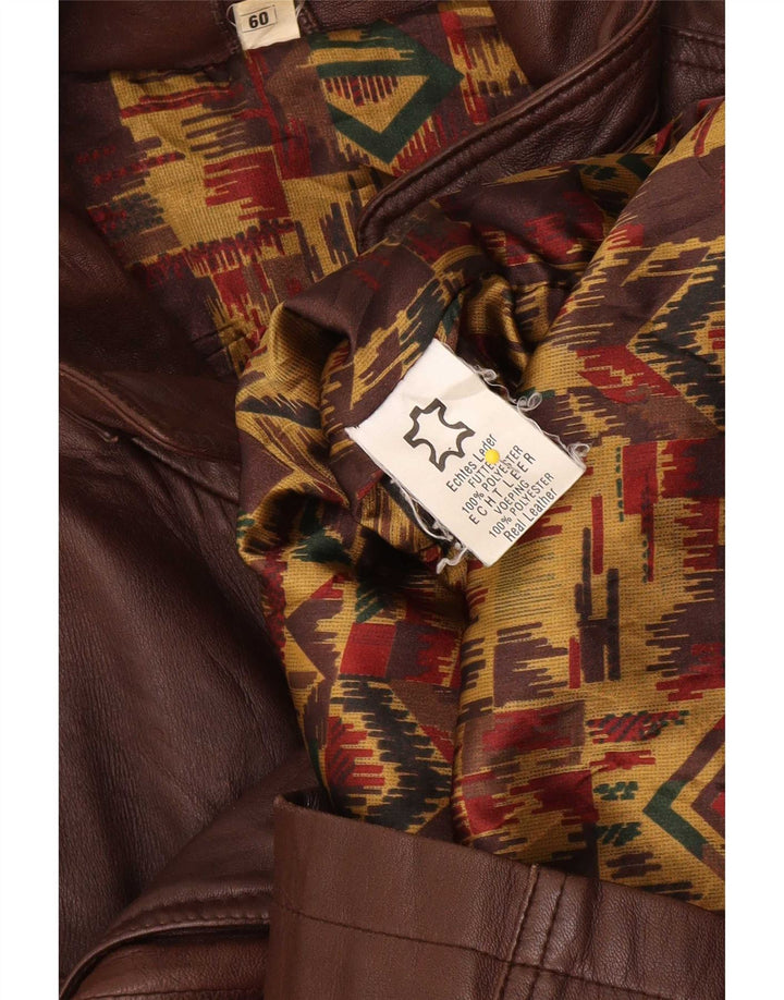 Jachetă de piele Vintage pentru bărbați, cu ajustare clasică, EU 60 5XL, maro