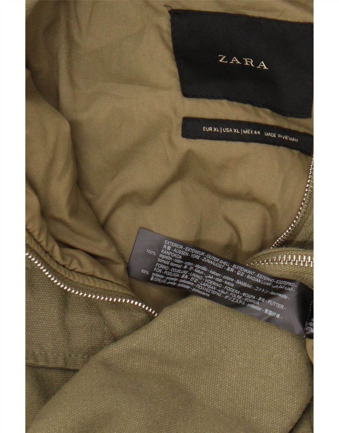 Jachetă pentru bărbați Zara UK 42 XL Kaki Bumbac