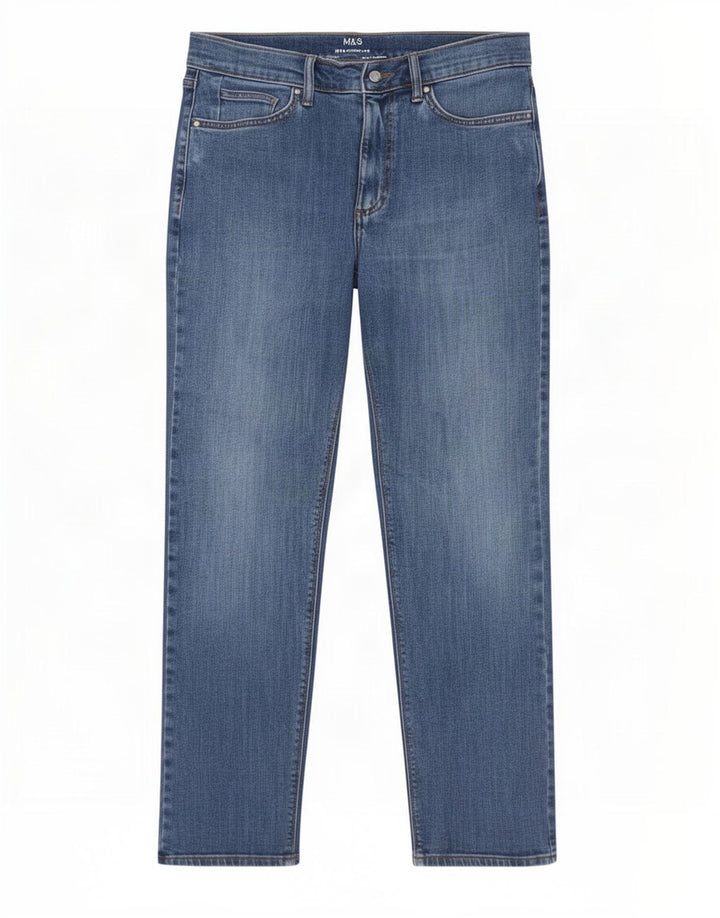 Blugi drepti pentru bărbați Marks & Spencer W30 L29 Bumbac albastru