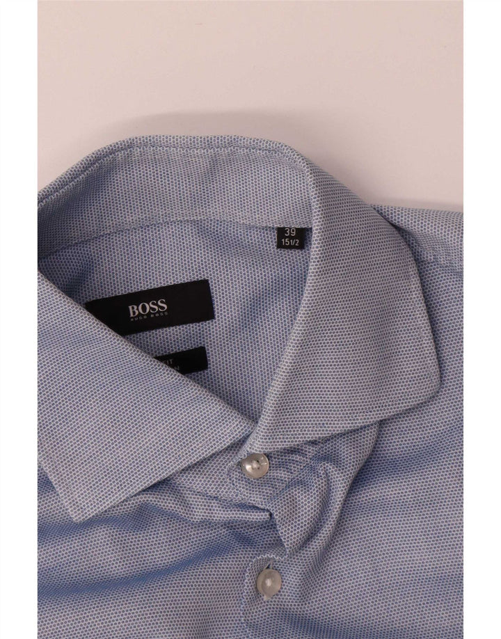 Cămașă pentru bărbați Hugo Boss Mărimea 39 15 1/2 Bumbac cu pete albastre medii