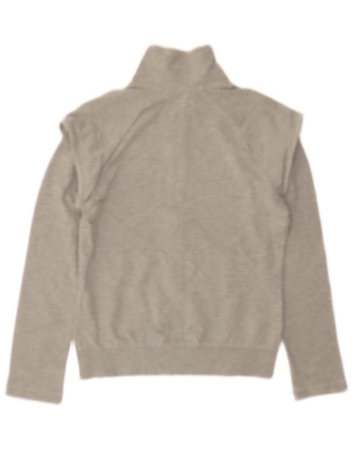 ADIDAS Womens Graphic Tracksuit Top Jacket UK 14 Medium Grey Cotton