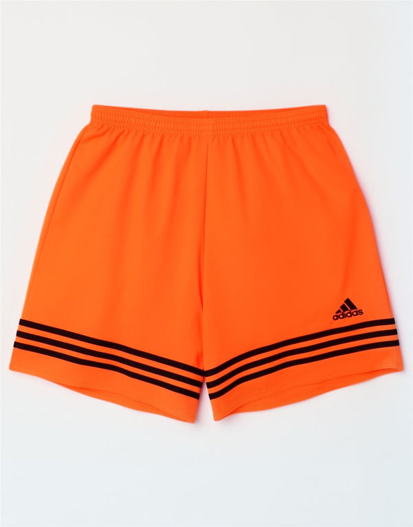 Pantaloni scurți sport pentru bărbați Adidas Climalite Sport din poliester cu dungi portocalii medii