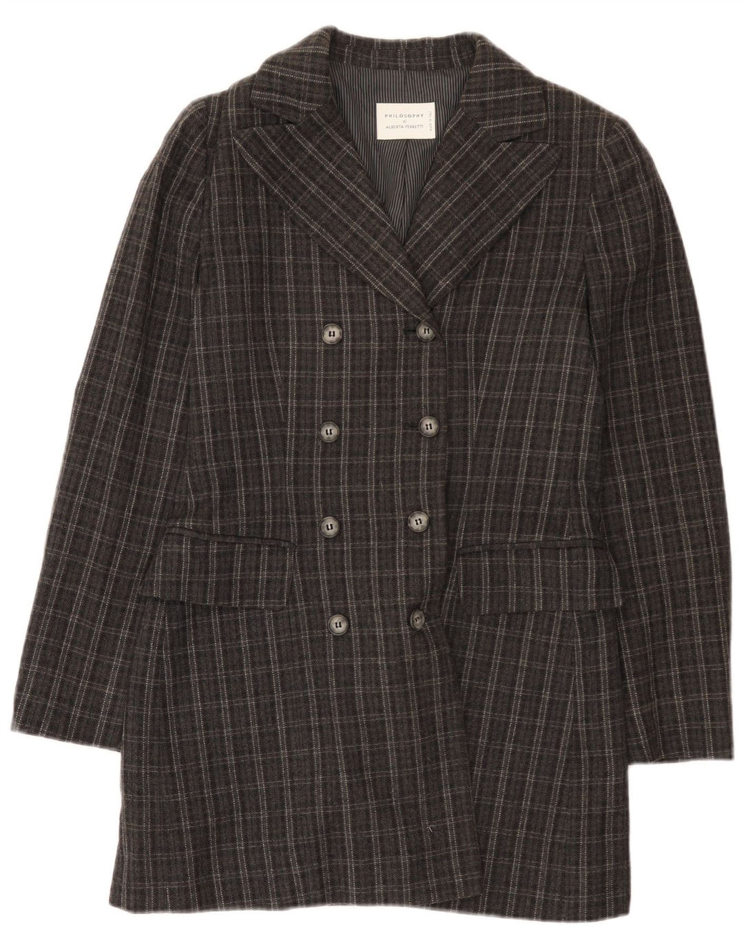Alberta Ferretti Palton dublu pentru femei Philosophy UK 10 Small Gri