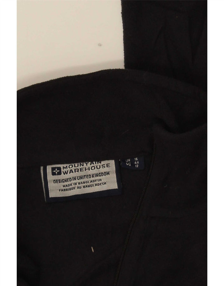 Pulover pentru femei Warehouse, cu fermoar și gât, din lână UK 16, mare, negru, poliester