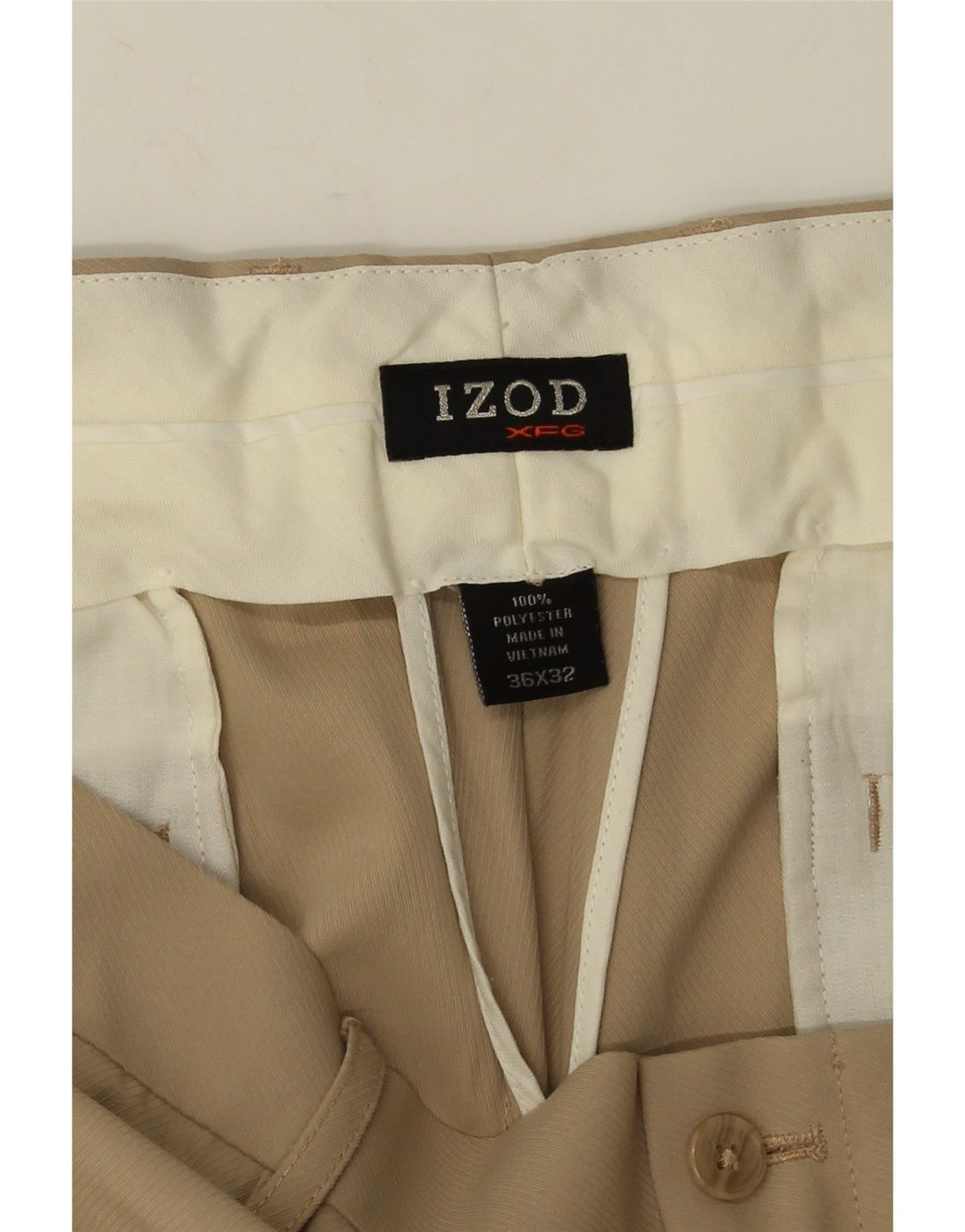 Pantaloni chino drept bărbați Izod L36 L32 poliester bej