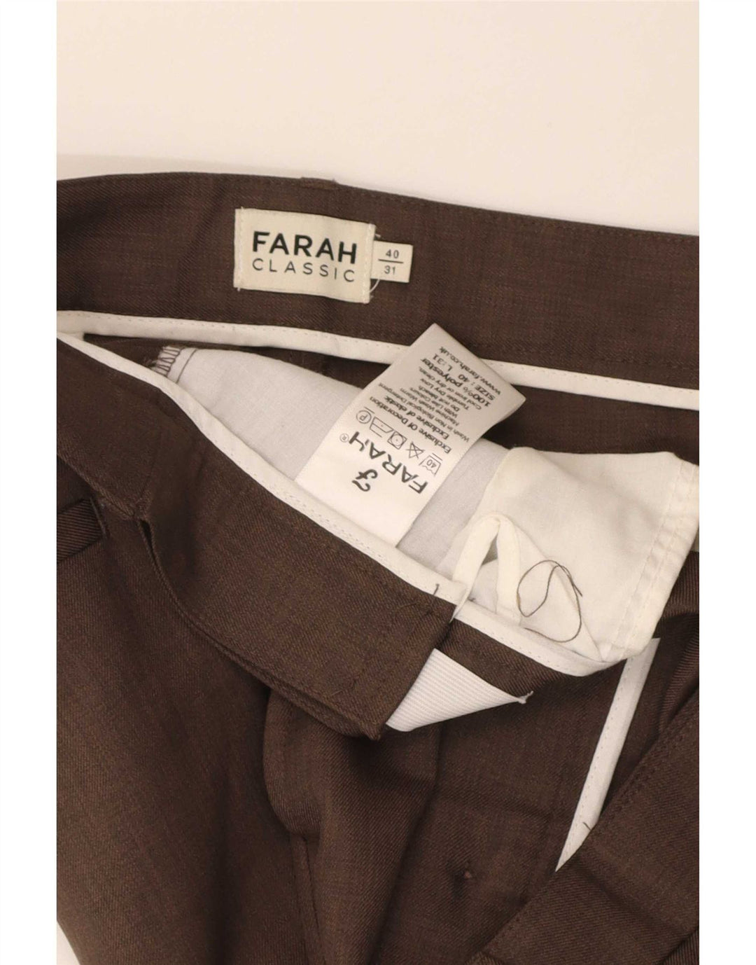 Farah Pantaloni Chino Drepți Bărbați L40 L31 Maro Poliester