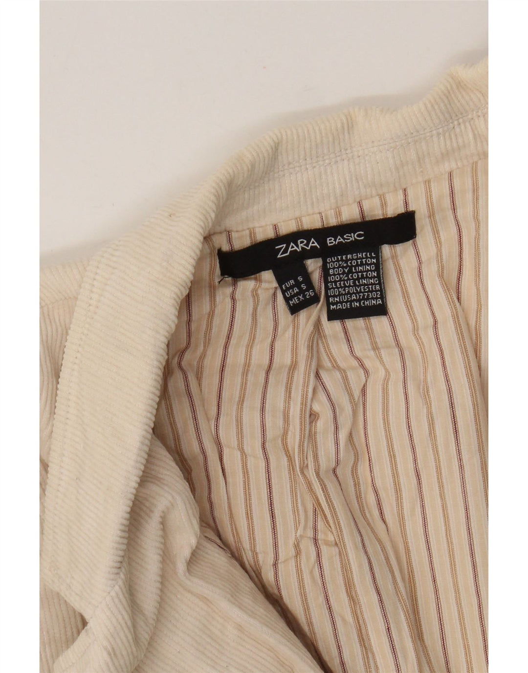Blazer pentru femei Zara, cu 3 nasturi, din velur, UK 8, bumbac, bej mic