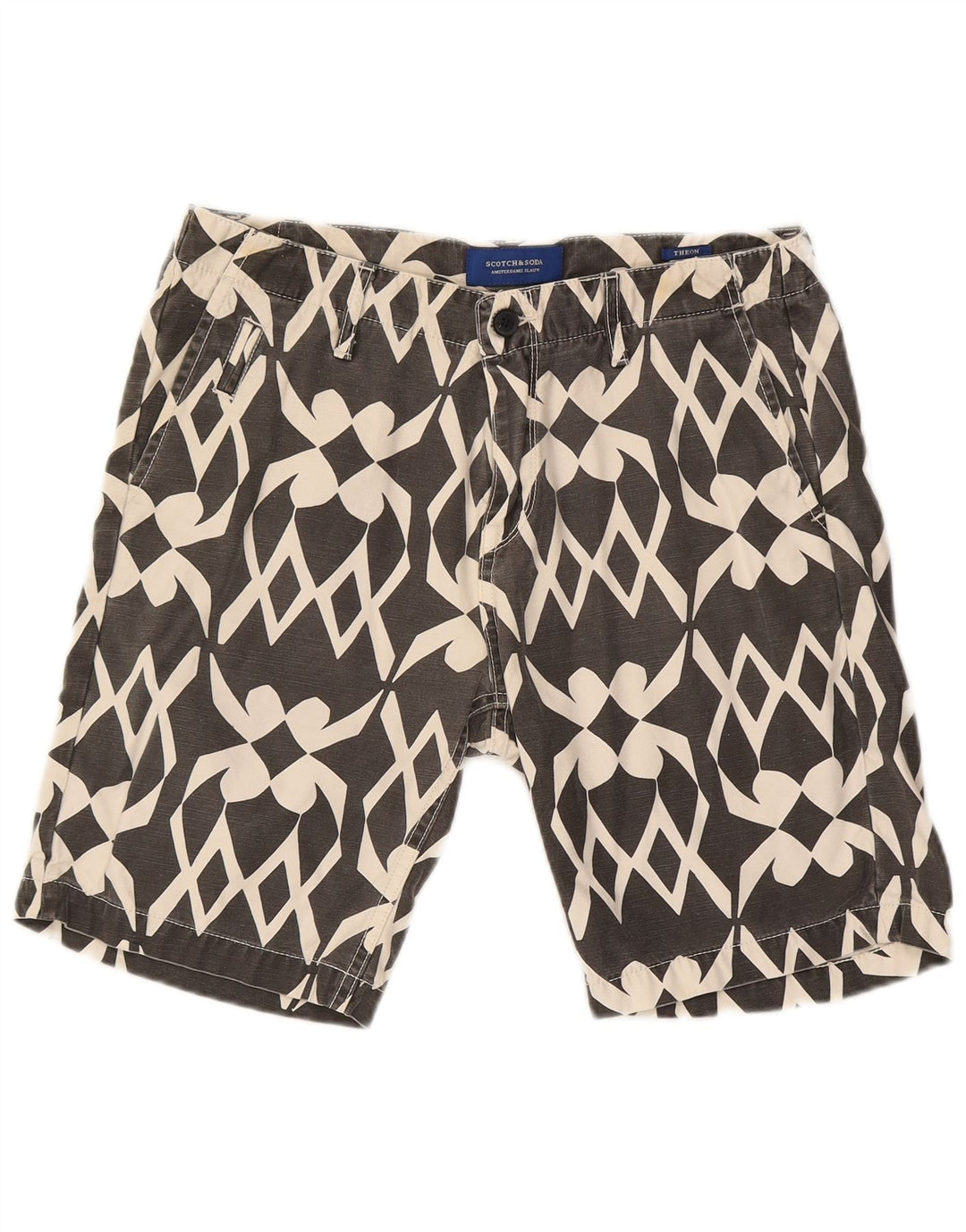 Scotch & Soda Pantaloni scurți chino pentru bărbați W30, bumbac geometric, gri mediu