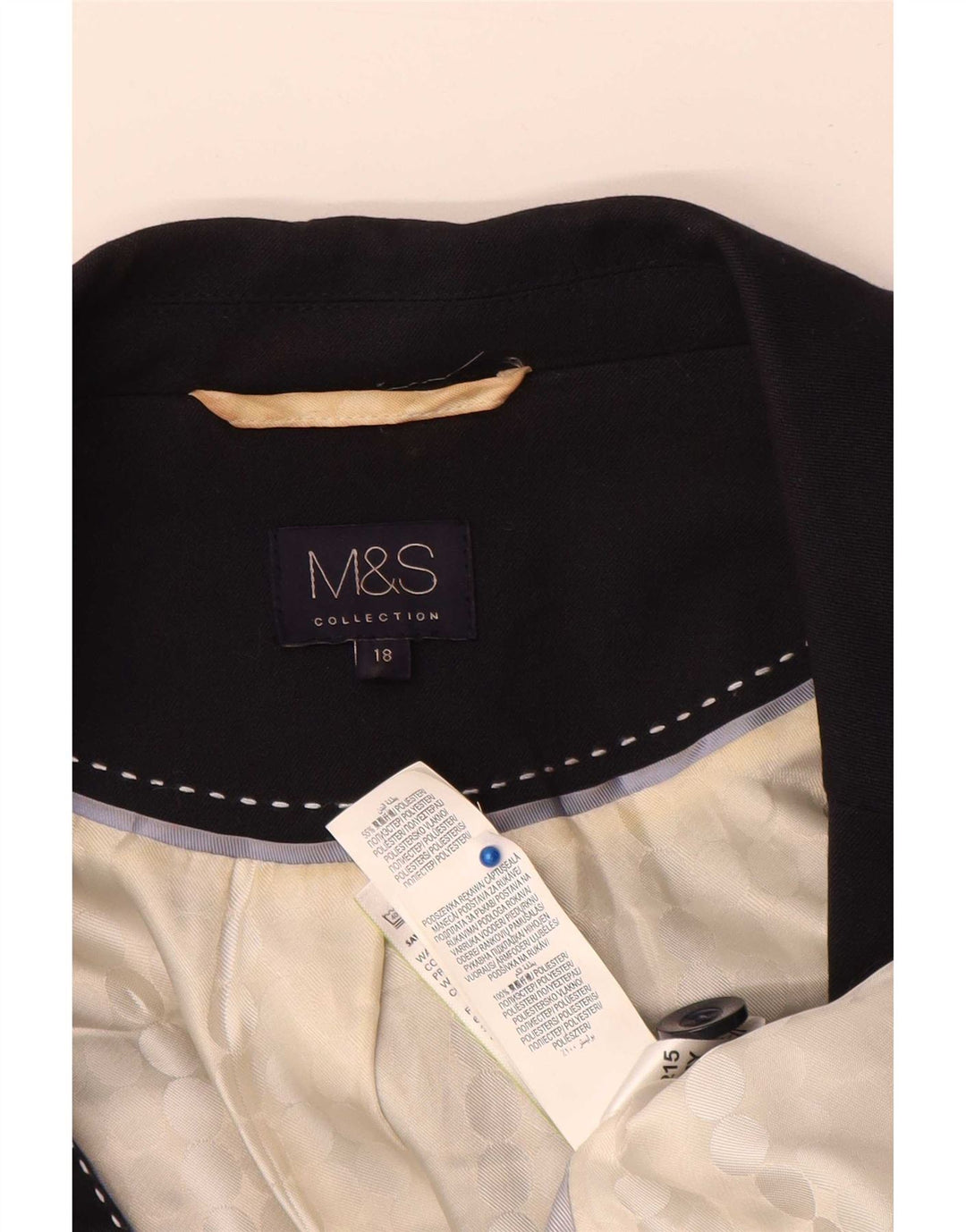 Jachetă pentru femei Marks & Spencer cu 1 nasture, UK 18 XL, poliester bleumarin