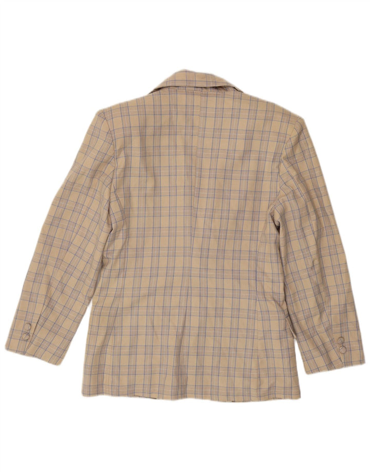Jachetă Blazer Femei Okay cu 2 nasturi IT 44 Medium Beige Lână cu carouri