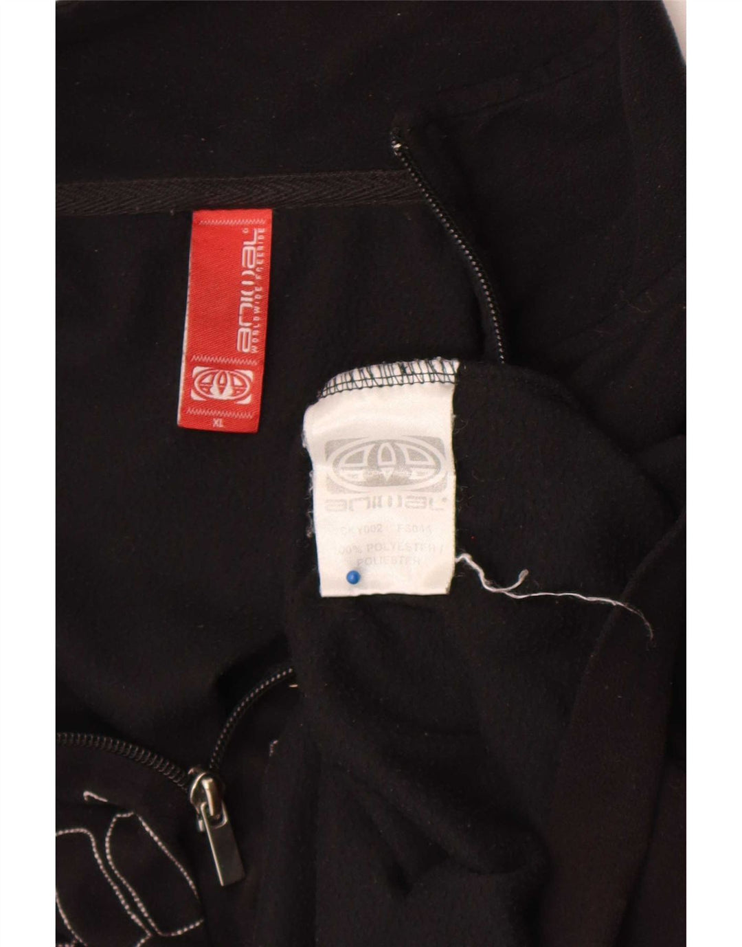 Pulover din lână pentru bărbați, grafic, cu fermoar, XL, poliester negru