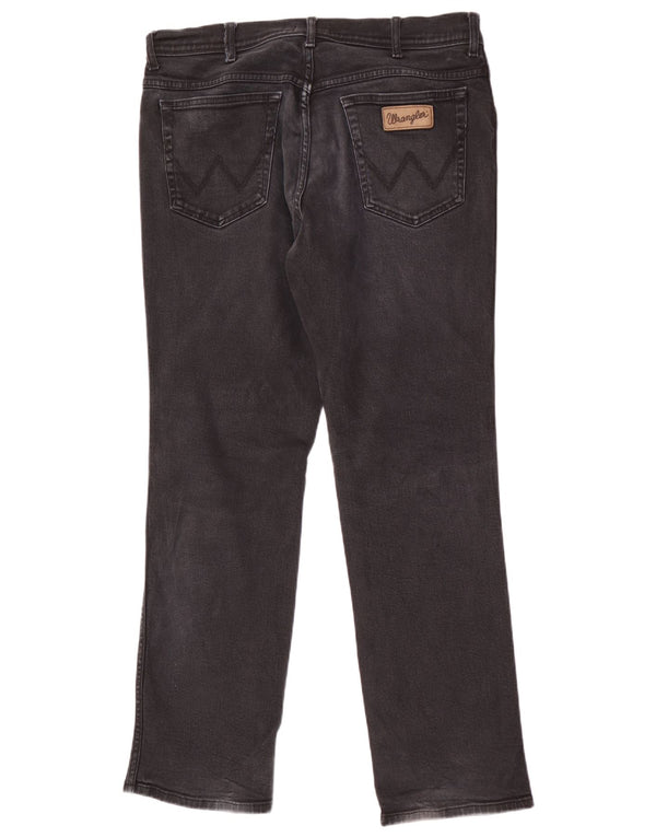 Wrangler Mens Texas Straight Jeans W36 L32 Black Cotton