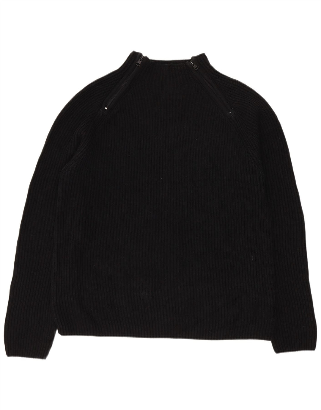 Pulover pentru bărbați Zara, cu fermoar și gât, bumbac mare, negru