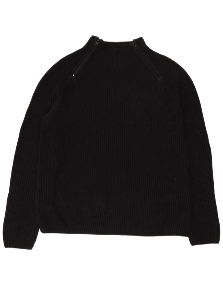 Pulover pentru bărbați Zara, cu fermoar și gât, bumbac mare, negru