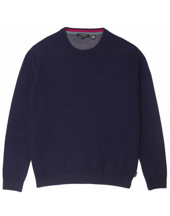 Pulover pentru bărbați Ted Baker cu gâtul turnat, mărimea 4 mare, lână bleumarin