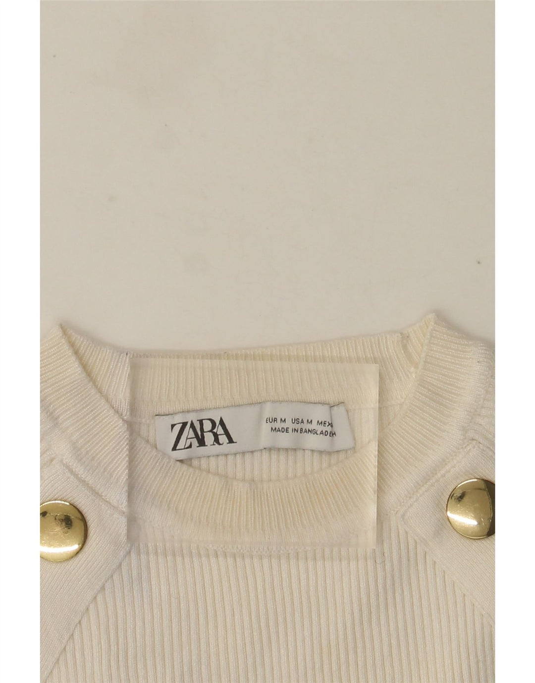 Pulover Pulover Crop Crew Deck pentru Damă Zara UK 12 Medium White