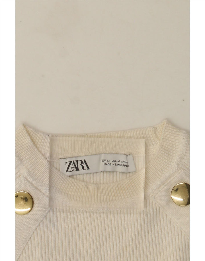 Pulover Pulover Crop Crew Deck pentru Damă Zara UK 12 Medium White