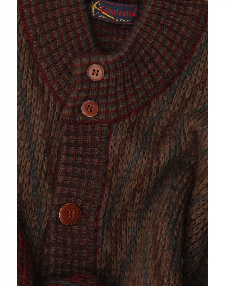 Pulover Cardigan Vintage pentru bărbați Medium Burgundy Geometric