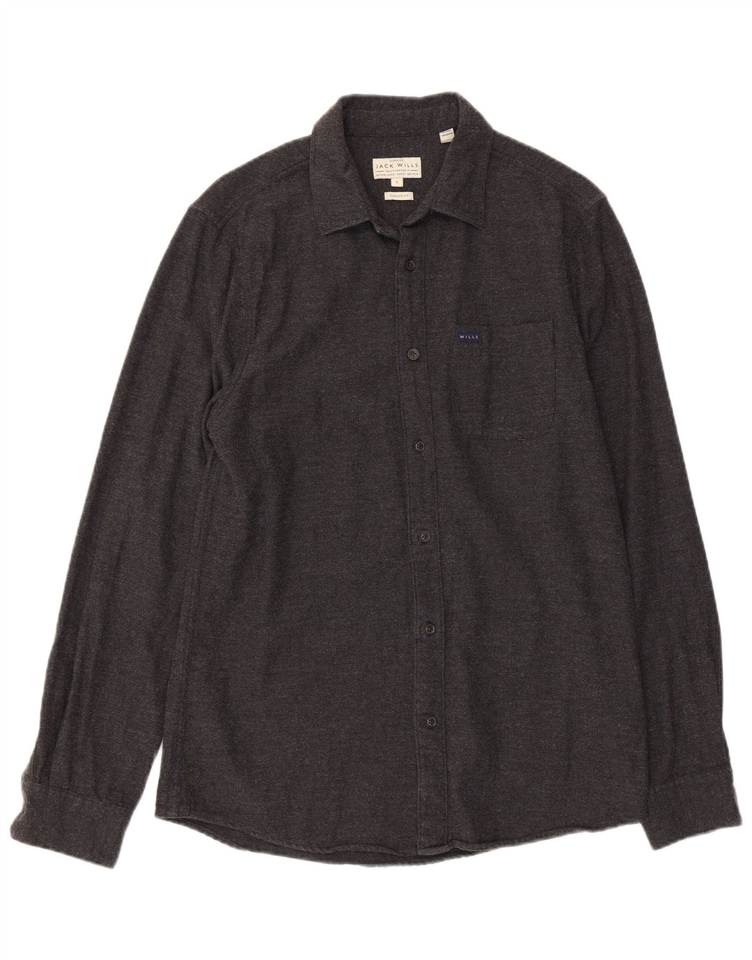 JACK WILLS Mens Classic Fit Flannel Shirt Small Grey Cotton