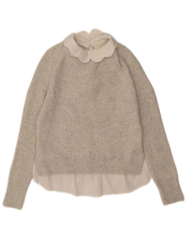 Pulover Ted Baker pentru femei, supradimensionat, cu gâtul turn, lână gri US 0 2XS