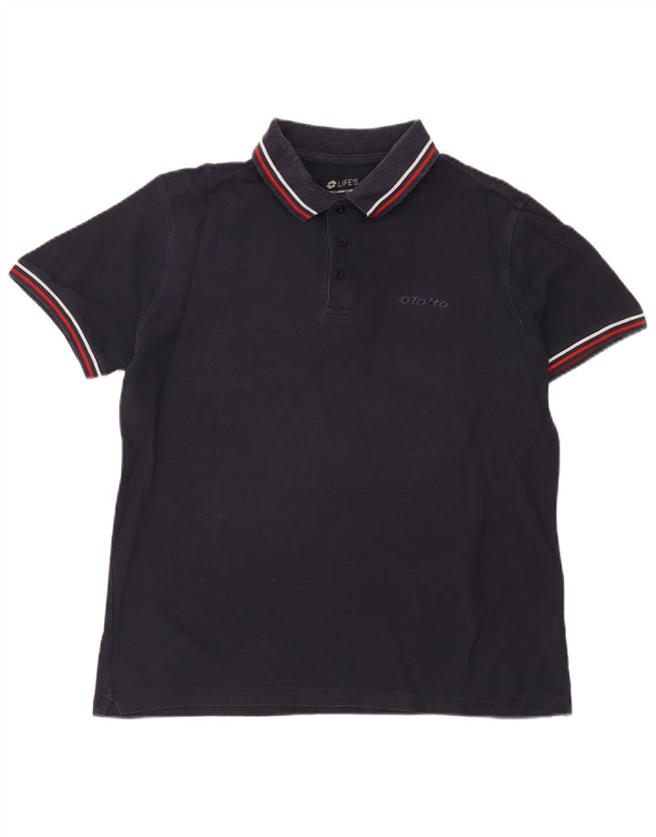 Tricou polo pentru bărbați Lotto, bumbac, albastru bleumarin mediu