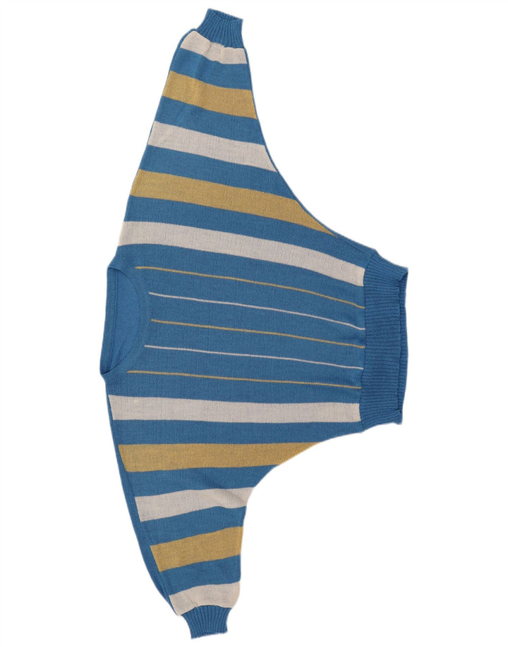 Pulover VINTAGE pentru damă cu liliac cu gât barcă, IT 40, cu dungi mici, albastre