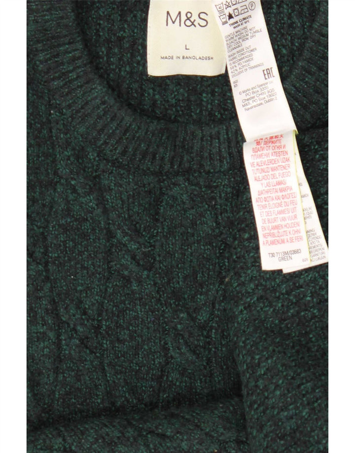 Pulover pentru bărbați Marks & Spencer, cu gât crew, poliamidă verde mare