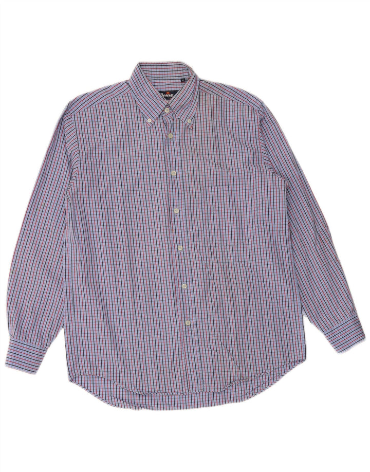 Cămașă pentru bărbați ELLESSE, bumbac cu carouri albastru mediu