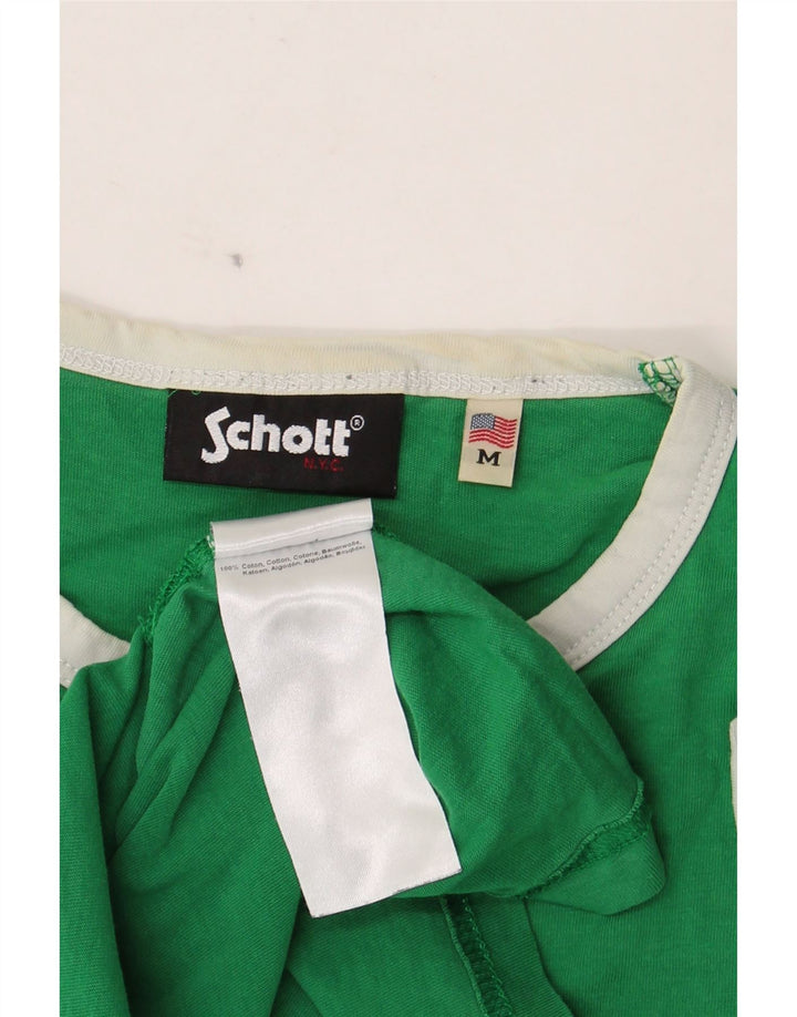 Tricou grafic Schott pentru bărbați Top din bumbac verde mediu