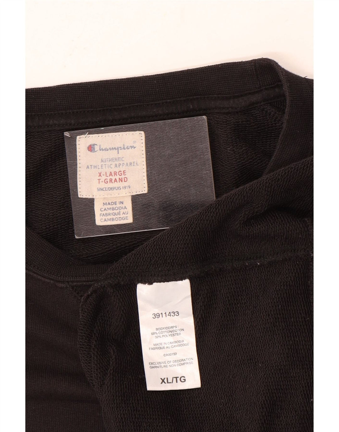 Pulover grafic pentru bărbați CHAMPION Pulover XL bumbac negru