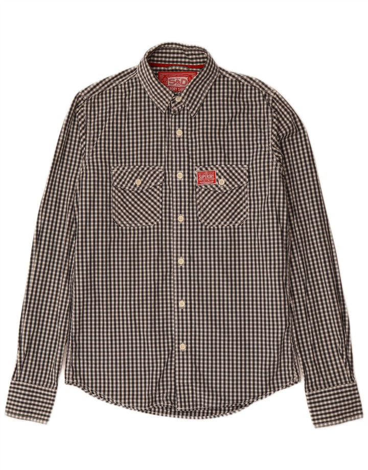 Cămașă pentru bărbați Superdry, bumbac vichy negru mediu