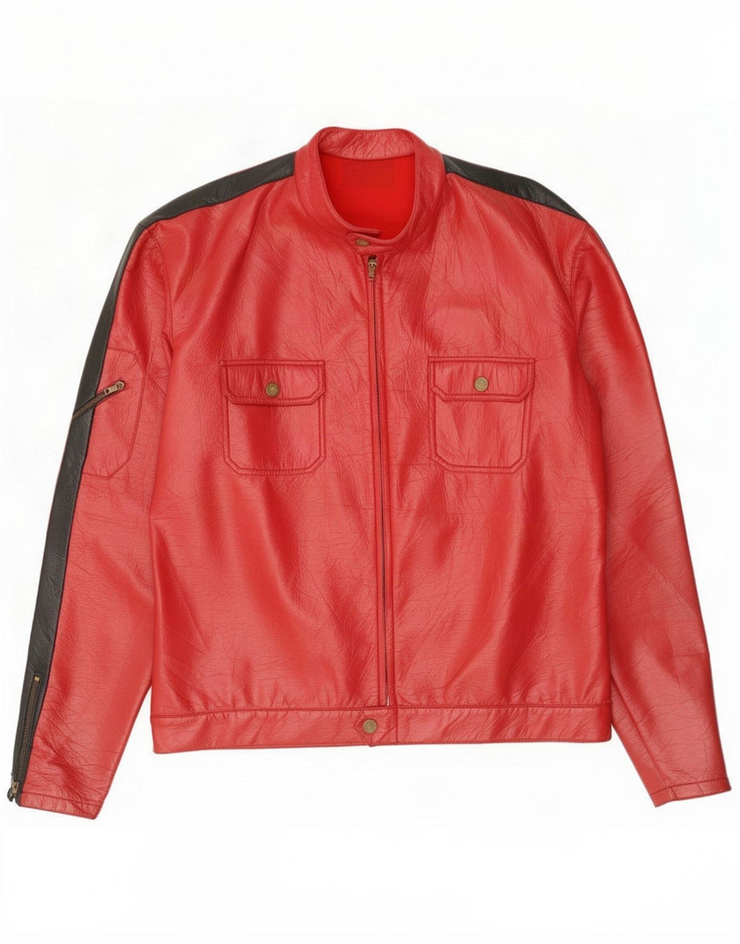 Vintage Mens Leather Jacket UK 40 Large Red Colorblock