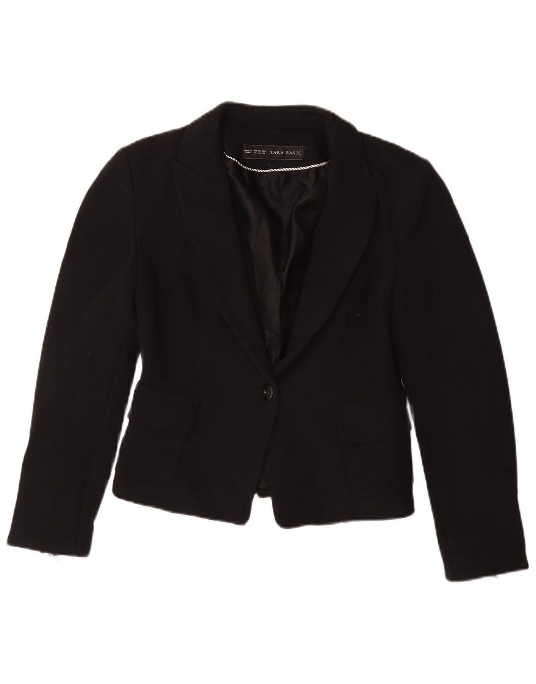 Jachetă Blazer Femei ZARA cu 1 nasture UK 12 Medium Negru