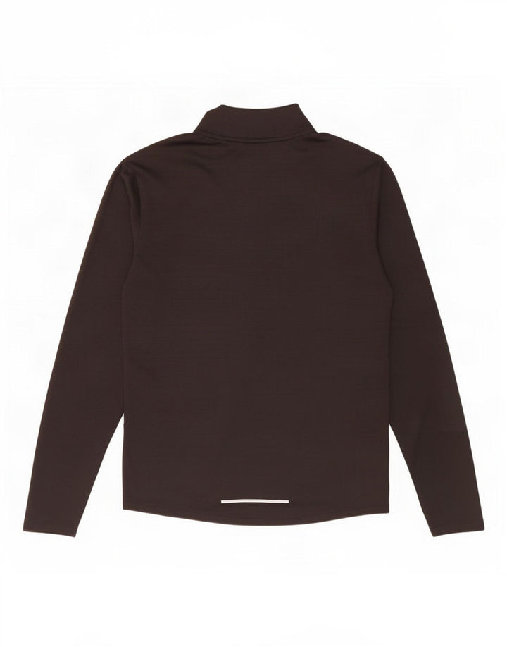 Top pentru bărbați Nike Dri Fit, cu fermoar, cu mânecă lungă, poliester negru mediu