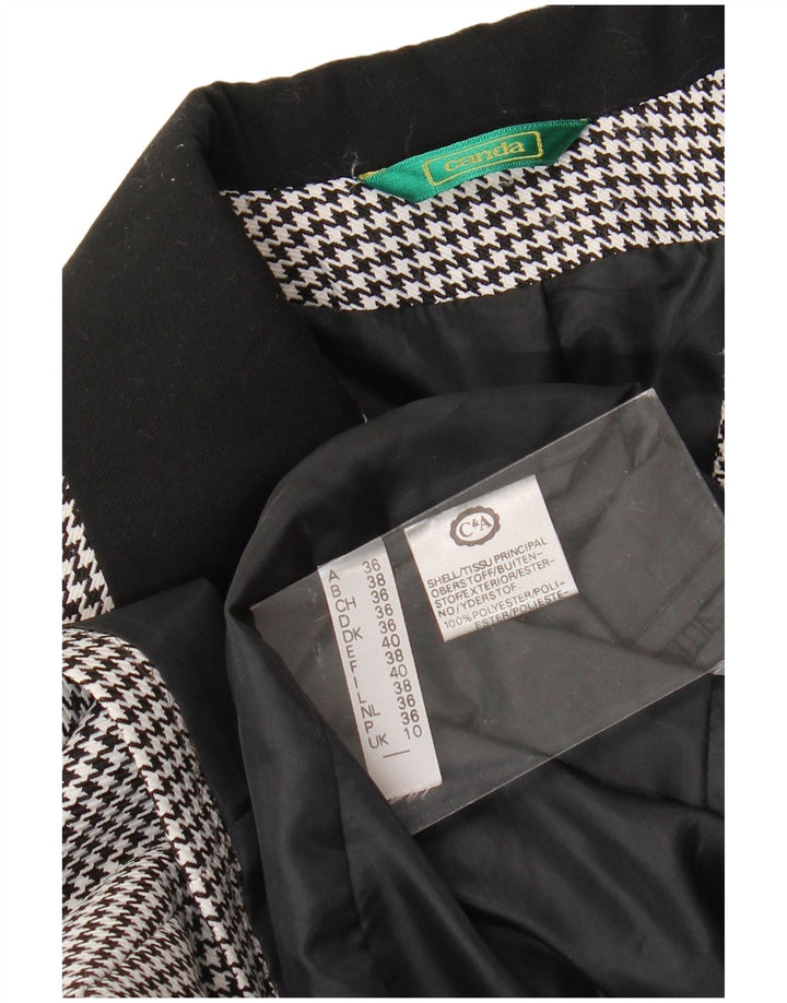 Jachetă Blazer pentru femei Canda cu 3 nasturi UK 10 Poliester cu picior de găin negru mic