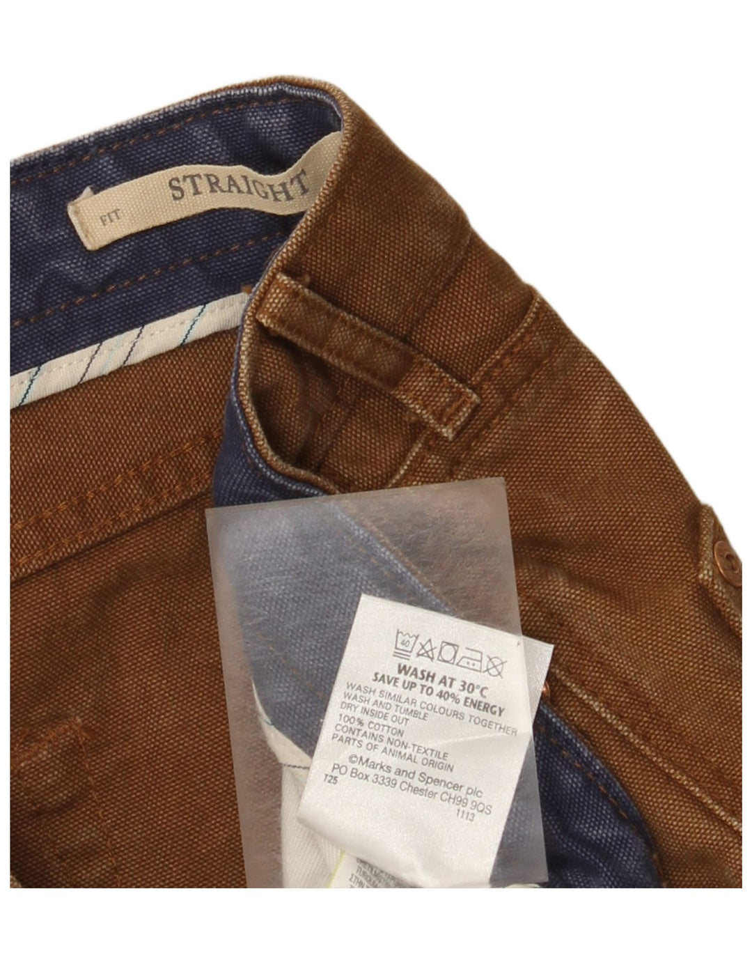 Blugi drepti pentru bărbați Marks & Spencer W32 L29 bumbac maro
