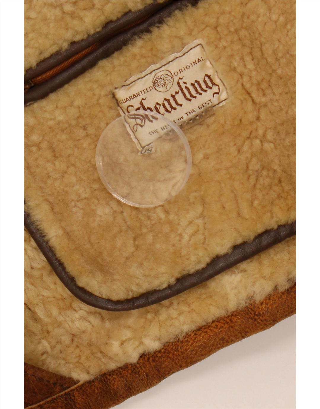 Jachetă din shearling cu glugă pentru bărbați VINTAGE IT 50 mare, maro, din shearling