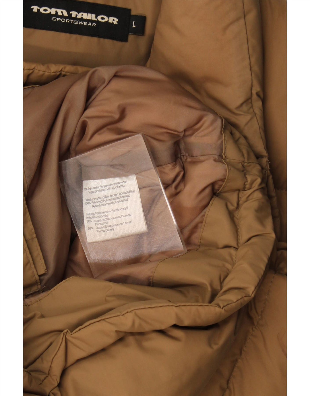 Gilet căptușit pentru bărbați Tom Tailor UK 40, mare, bej, poliamidă