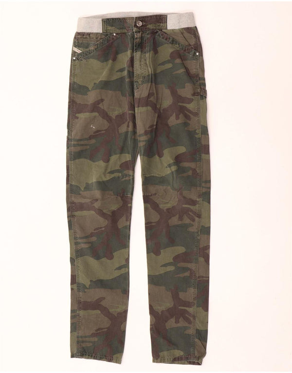 Diesel Boys Straight Cargo Trousers 12-13 Years W26 L28 Khaki Camouflage