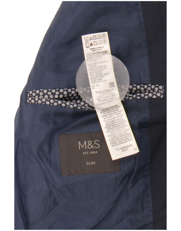 Jachetă pentru bărbați Marks & Spencer, subțire, cu 2 nasturi, UK 38, bleumarin mediu