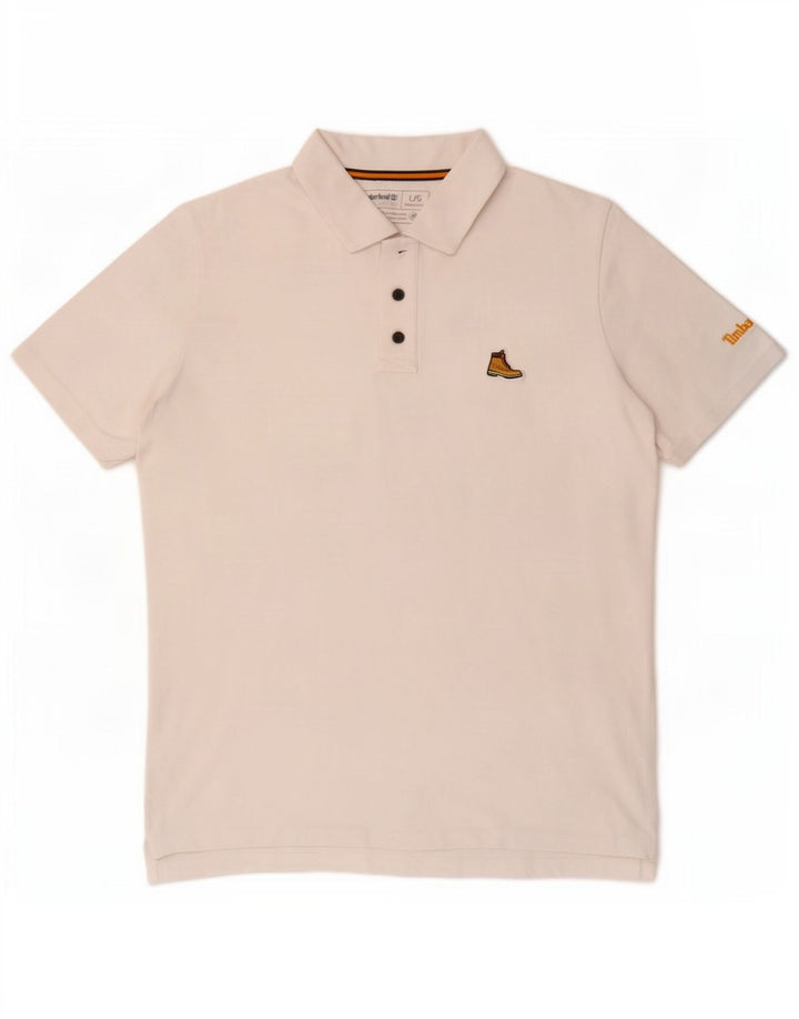 Tricou polo Timberland pentru bărbați, cu formă regulată, mare, alb, din bumbac