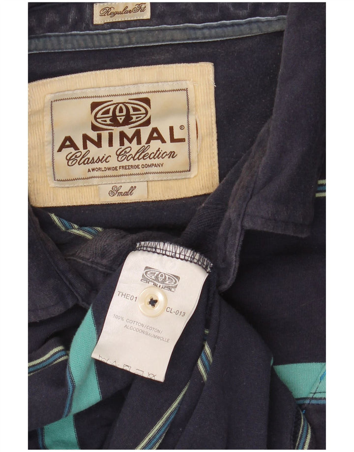 Cămașă polo pentru bărbați Animal, cu formă regulată, din bumbac cu dungi, albastru bleumarin