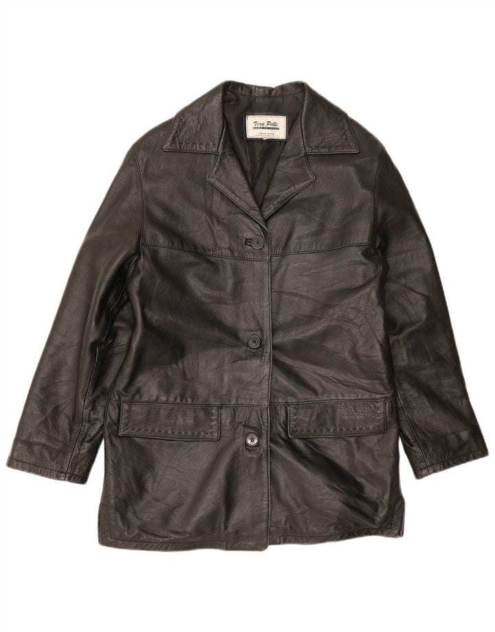 Geaca de piele vintage pentru femei IT 44 Medium Black Leather